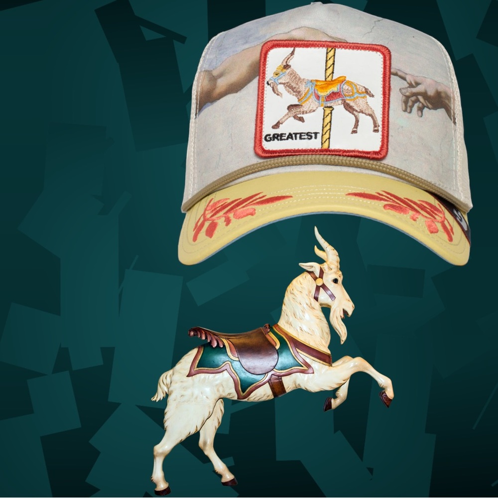Goorin Bros The Farm Animal Trucker GREATEST MAXIMUM GOAT Carousel Capsule New